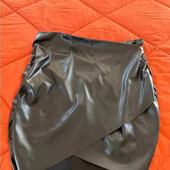 Dresses & Skirts - Faux Leather Black Wrap Pencil Skirt
